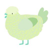 A apple and gluppy chicken with a lace pattern