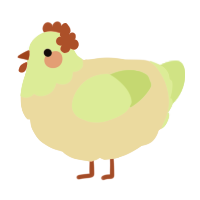 A cream and apple chicken with a head pattern