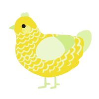 A yellow and apple chicken with a lace pattern