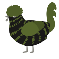 A sable and olive chicken with a bar pattern