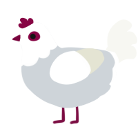 A mist and white chicken with a head pattern