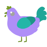 A lilac and turquoise chicken