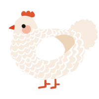 A cream chicken with a lace pattern