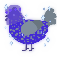 A indigo and ash chicken with a speckle pattern
