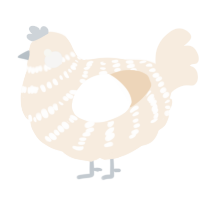 A cream chicken with a bar pattern