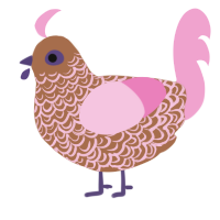 A brown and pink chicken with a double-lace pattern