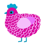 A fuchsia and lavender chicken with a lace pattern