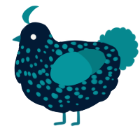 A tumblr and teal chicken with a speckle pattern