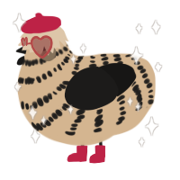 A beige and sable chicken with a bar pattern