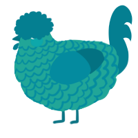 A turquoise and sea chicken with a lace pattern