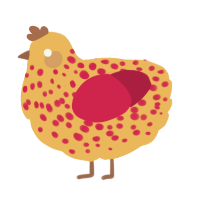 A honey and crimson chicken with a speckle pattern