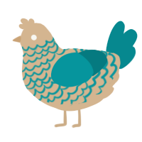 A beige and teal chicken with a lace pattern