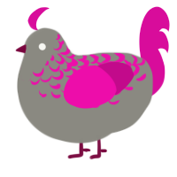 A ash and fuchsia chicken with a half-lace pattern