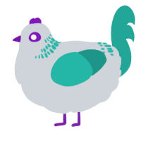 A mist and turquoise chicken with a neck-band pattern