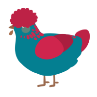 A sea and crimson chicken with a neck-speckle pattern