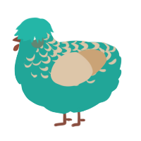 A turquoise and beige chicken with a half-lace pattern