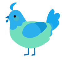 A mint and sky chicken with a head pattern