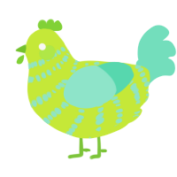 Duncaaron lovechild, a lime and mint chicken with a bar pattern
