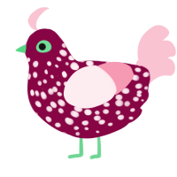 Strawberry, a maroon and rose chicken with a speckle pattern
