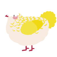 A cream and yellow chicken with a half-lace pattern