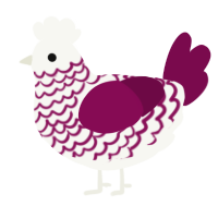 A white and wine chicken with a lace pattern
