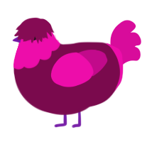 A wine and fuchsia chicken with a head pattern