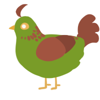 A chartreuse and russet chicken with a neck-speckle pattern