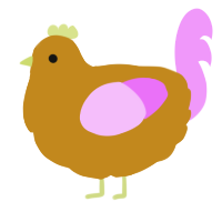 A ochre and lavender chicken