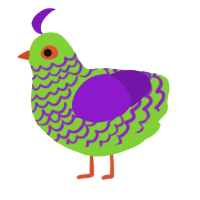 A grass and violet chicken with a lace pattern