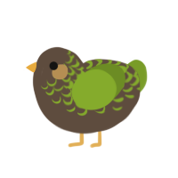 A bark and chartreuse chicken with a half-lace pattern