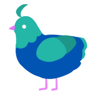 A ultramarine and turquoise chicken with a head pattern