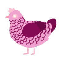 A pink and wine chicken with a lace pattern