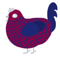 A maroon and navy chicken with a lace pattern