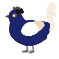 Stormcloud, a navy and cream chicken