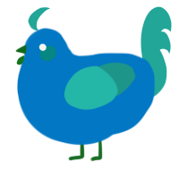 A sapphire and turquoise chicken
