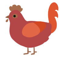 A red and vermilion chicken