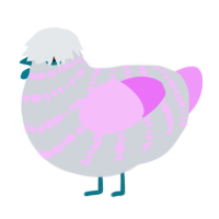 A mist and lavender chicken with a bar pattern