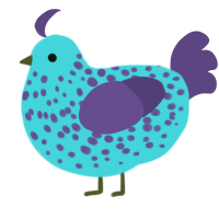 A aqua and overcast chicken with a speckle pattern