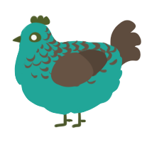 A turquoise and bark chicken with a half-lace pattern