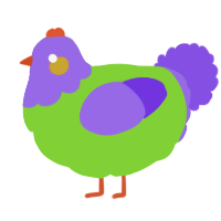 A grass and blurple chicken with a head pattern