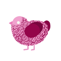 A pink and maroon chicken with a double-lace pattern