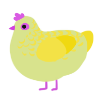 A lemon and yellow chicken with a half-lace pattern