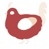 A red and cream chicken