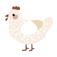 A cream chicken with a speckle pattern