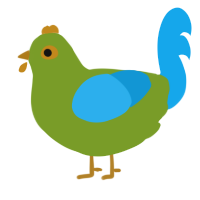 A chartreuse and sky chicken