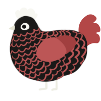 A sable and red chicken with a lace pattern