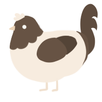A cream and bark chicken with a head pattern
