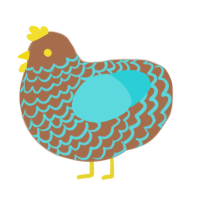 Sugar Cookie, a brown and aqua chicken with a lace pattern