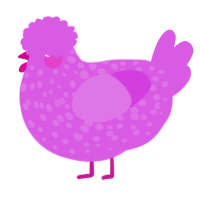 A orchid chicken with a speckle pattern