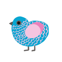 A cerulean and pink chicken with a lace pattern
